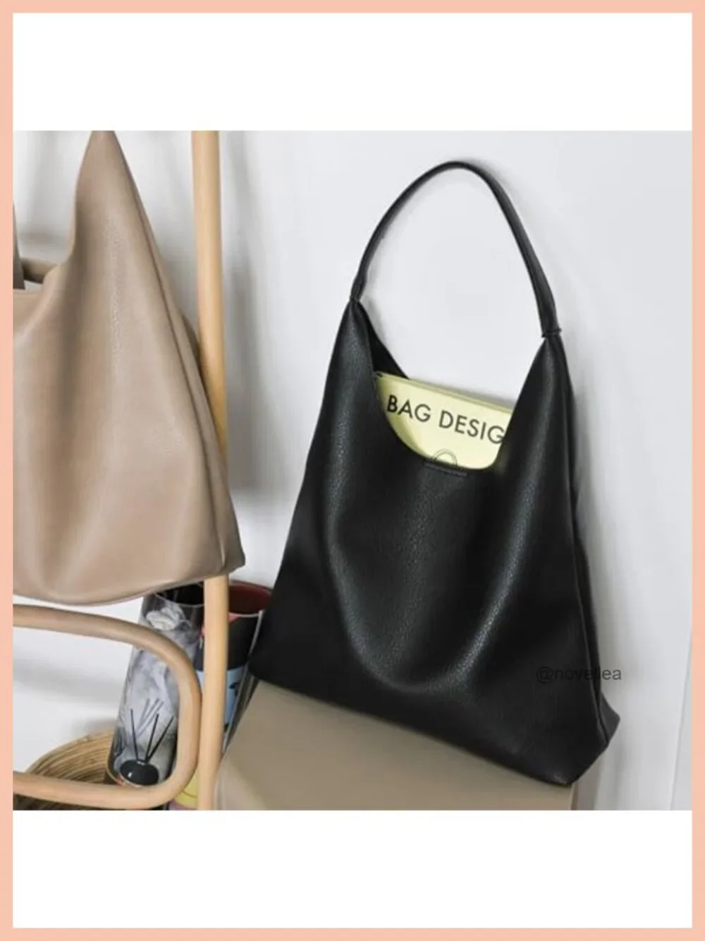 Soft Slouchy Hobo Bag Vegan Leather Shoulder Tote Women Purse